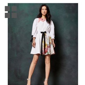 Ted Baker floral puff sleeve dress